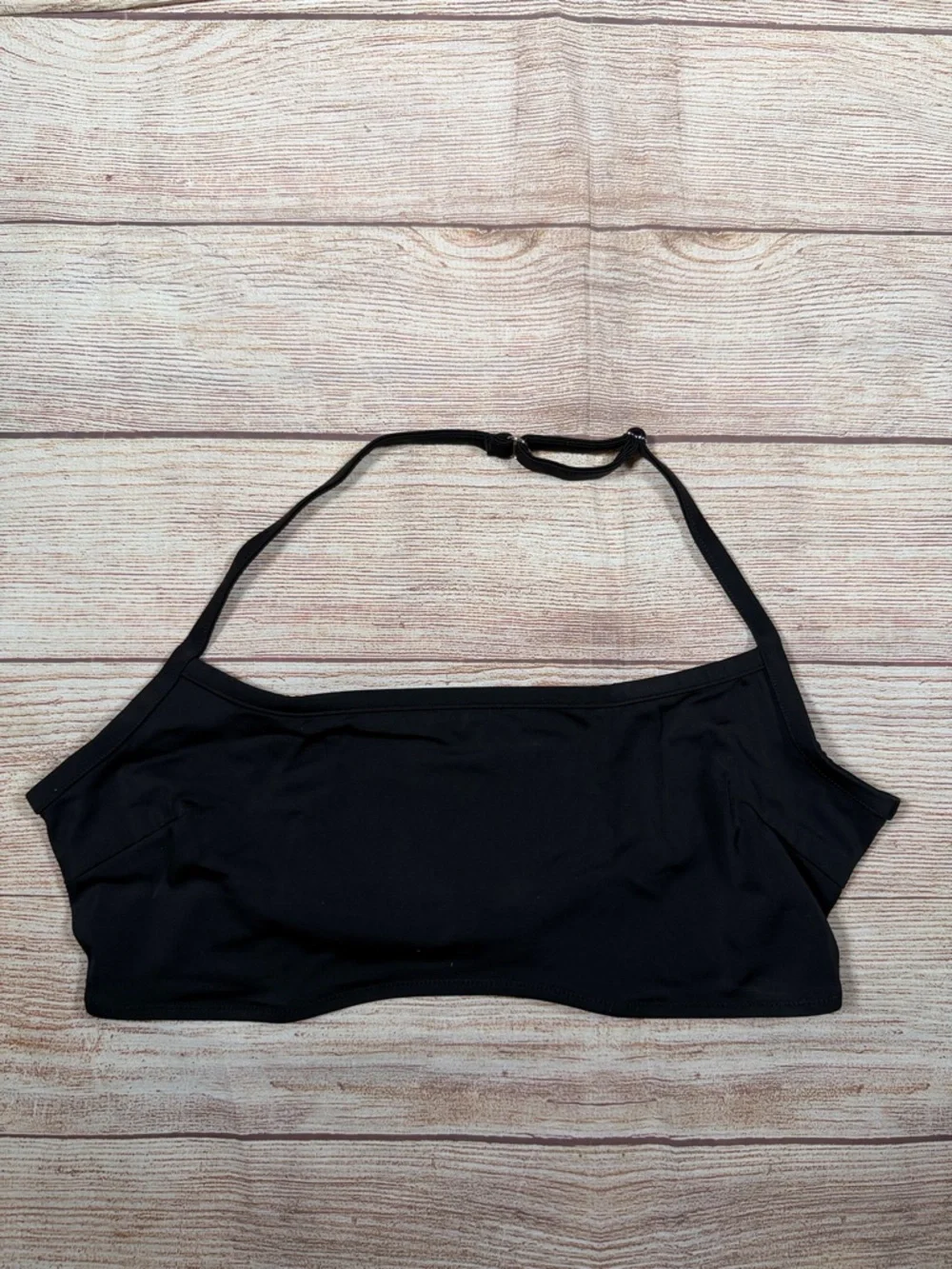 NWT Frankie's Bikinis by PINK Black Sporty Bandeau‎ Halter Swim Top